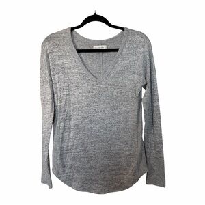 Abercrombie & Fitch Cozy AF Sweater Womens Small Heather Gray V-Neck Soft Basic